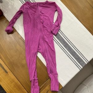 Little sleepies pink ribbed onesie